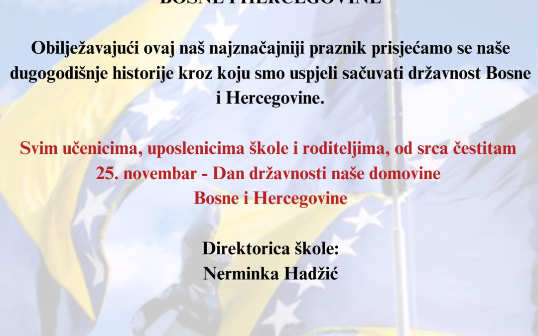 Čestitka povodom Dana državnosti BiH